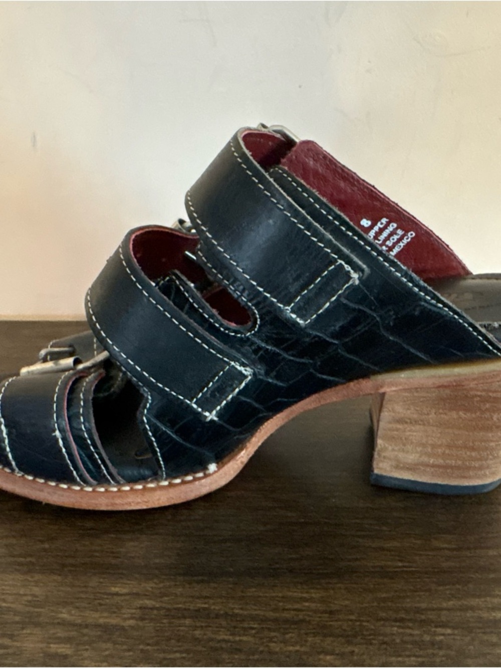 Freebird Quincy Leather Buckle Mule Heels Black Size 8 - Picture 11 of 15